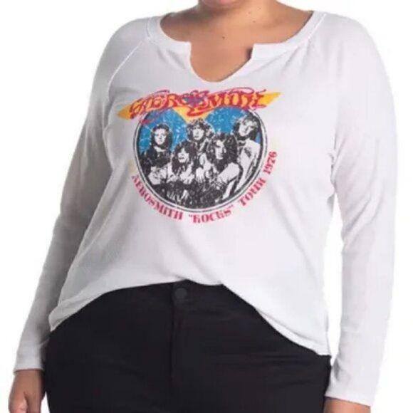 Knit Riot Aerosmith Notch Neck Thermal Top, Classic Rock, Aerosmith, Size 1X NWT - Picture 1 of 8